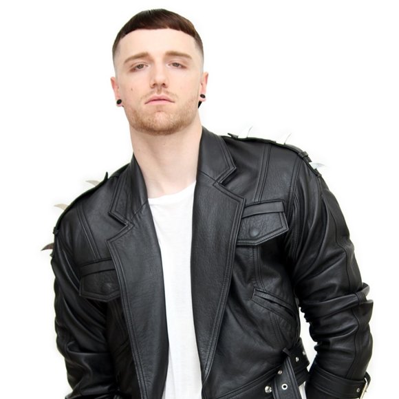 Leather Punk Motorcycle Jacket with Spikes - Picture 2 of 8